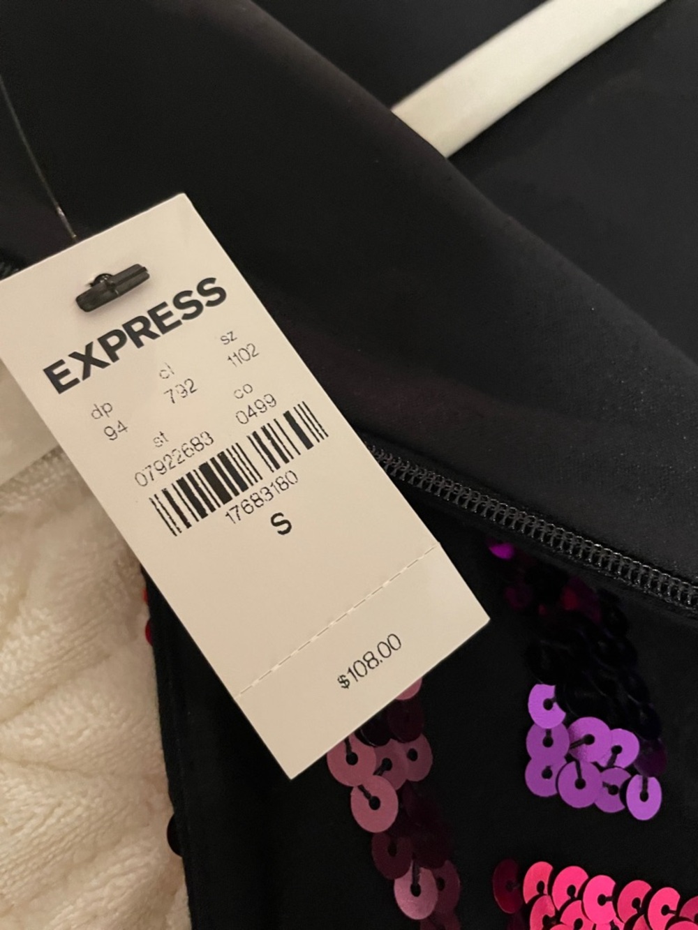 Express Black Shift Dress with Fuchsia & Purple Sequins - Picture 4 of 5